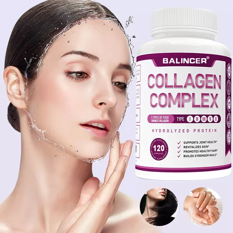 Strong Marine Collagen Hydrolyzed Type 5 Complex Capsules - Supports Skin, Hair, Nails, Joint Health, Antioxidant for Men Women