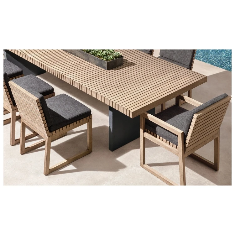 Outdoor Balcony Teak Furniture Modular Components Solid Teak Wooden Dining Table and Chair Set for 8 Furniture