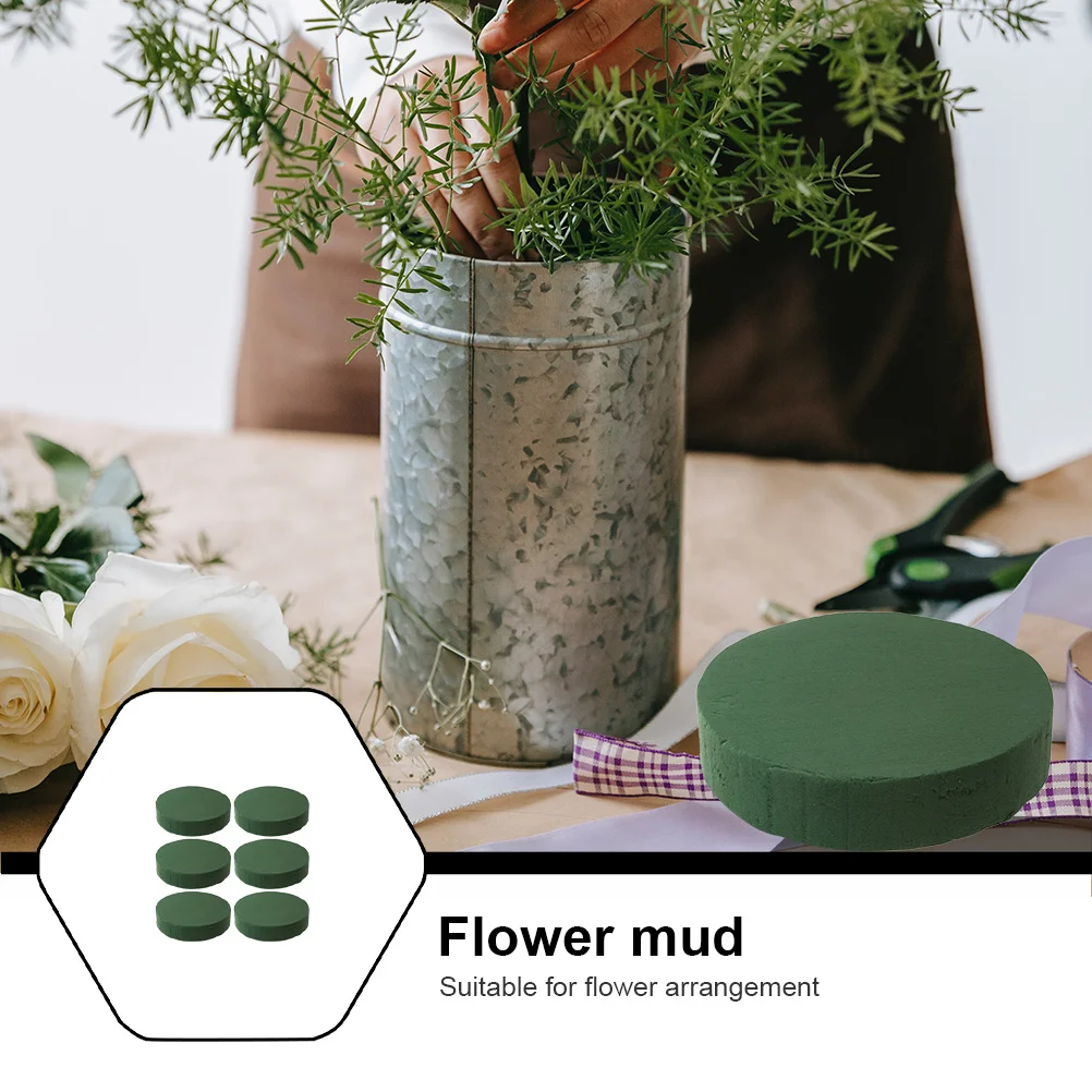 

6pcs Round Flower Mud Water Absorbent Floral Base For Flower Arrangement Supplies Wedding Dried Flowers Garden Tools