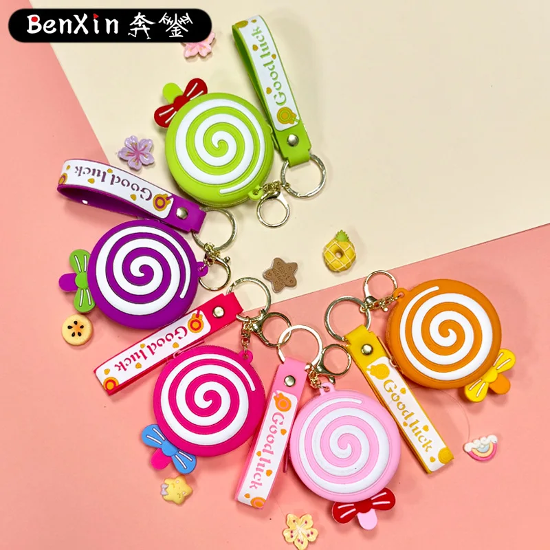 민소 크리에이티브 롤리팝 실리콘 동전 지갑, 키체인 가방, 펜던트, 키 카드 가방, 장식용 걸이, 어린이 크로스백