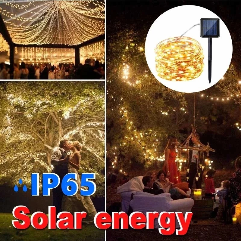 32m/22m/12m/7m Solar LED Light Outdoor Festoon Lamp Garden Fairy Light String Waterproof Christmas Garland Yard Decoration