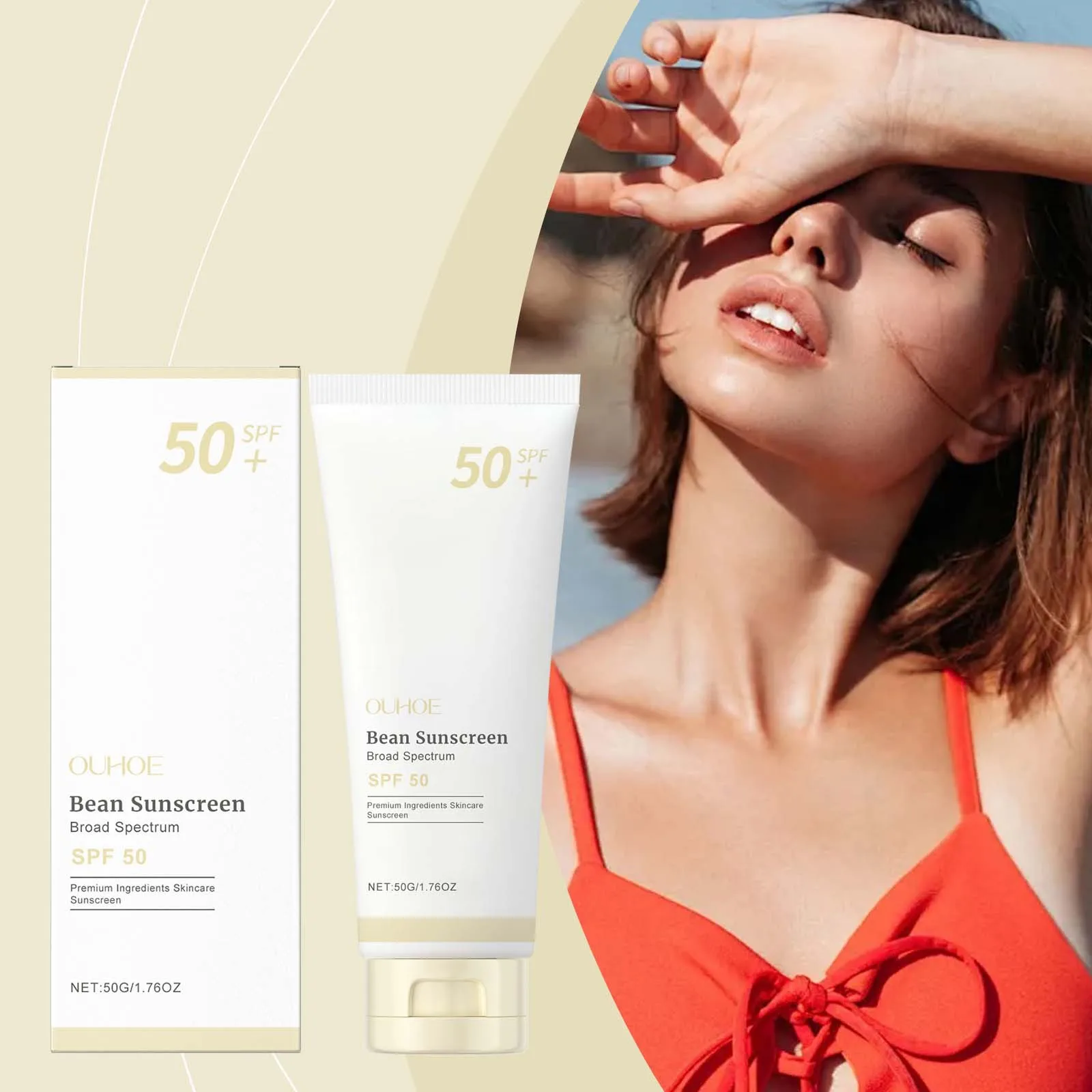 

SPF 50+ Мягкий увлажняющий солнцезащитный крем Успокаивает прохладный солнцезащитный крем UVA/UVB Осветляет антиокислительное солнцезащитное средство для предотвращения солнечных ожогов Увлажняющий солнцезащитный крем