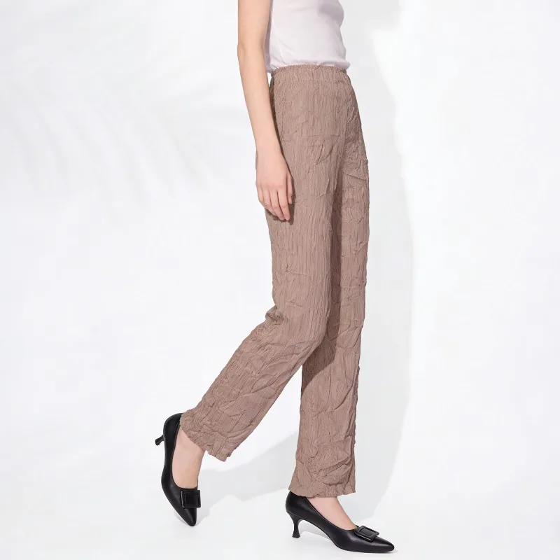 

Плиссированные брюки Miyake: Новинка 2026 года, модные, ручной работы, с высокой талией, драпированные, облегающие, универсальные, для весны и лета