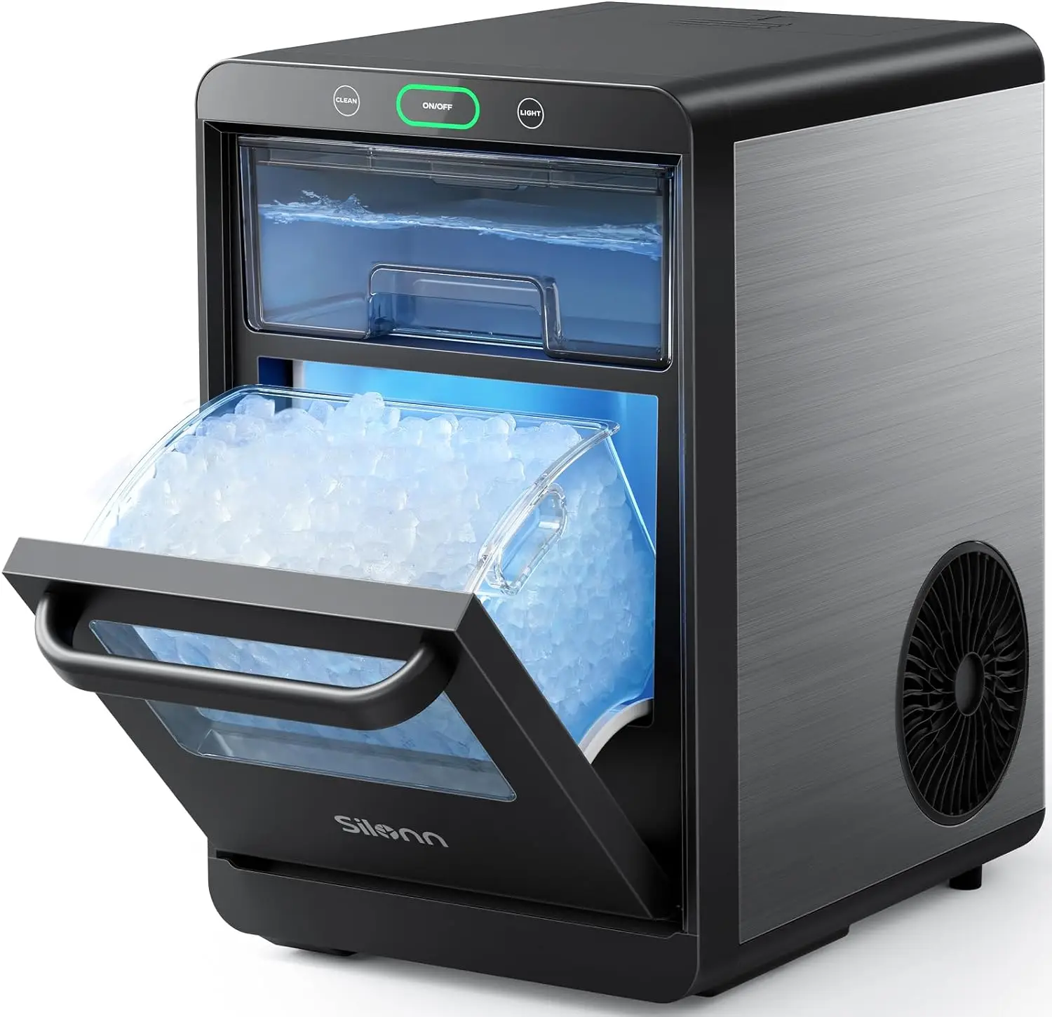 Pepita Ice Maker controsoffitto-Silonn Pebble Ice Maker macchina ghiaccio tritato, Pellet Ice 44 libbre, serbatoio dell'acqua estraibile e rimovibile