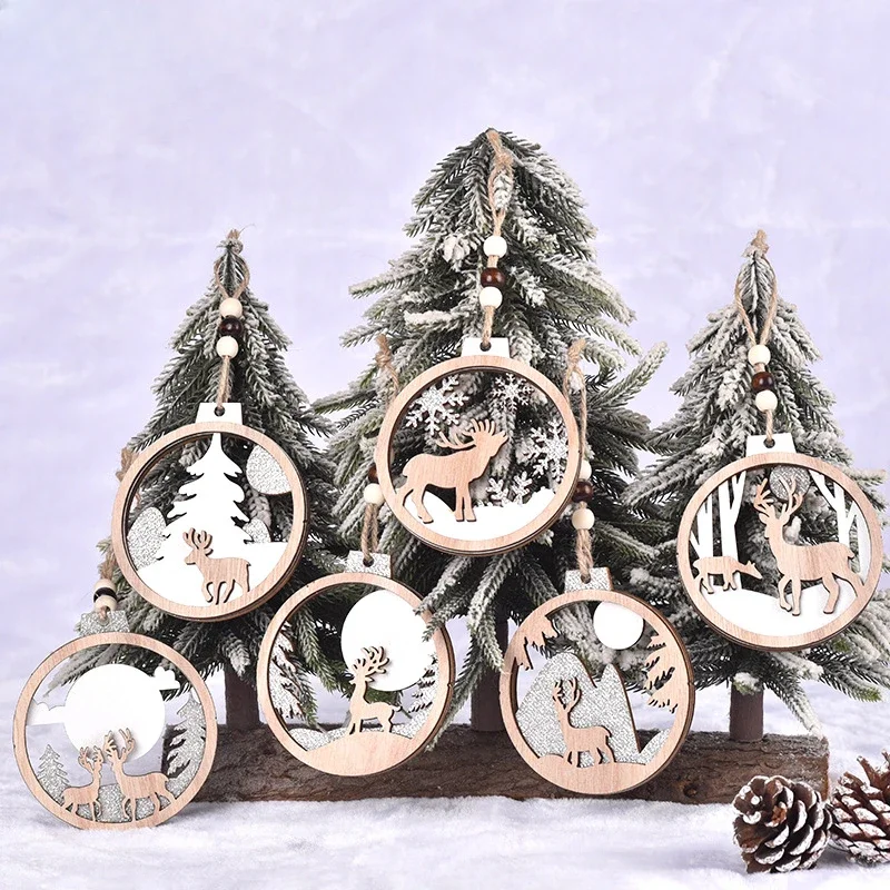 Christmas Decorations Creative Three-dimensional Elk Doll Pendant Christmas Tree Decorations Christmas Wooden Pendant Crafts