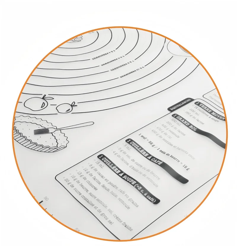 Non-slip, non-stick, food-grade rolling mat  Easy to clean and reusable  Baking and kneading mat