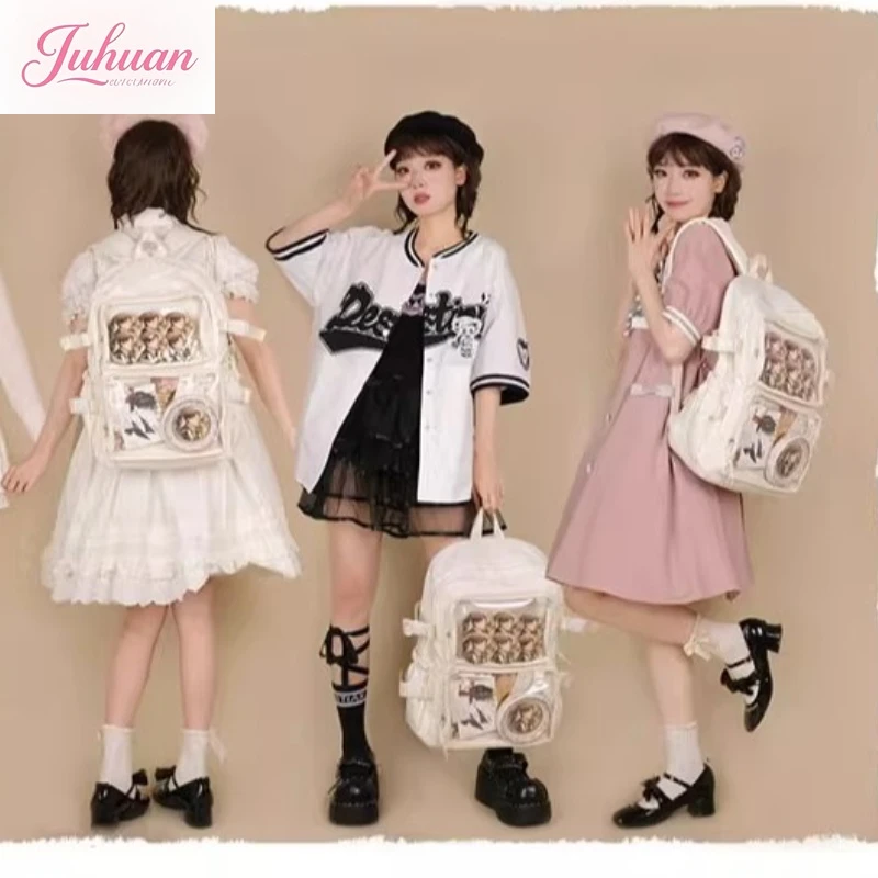 Original Ltabag versatile large capacity shoulder transparent pain window college style student backpack women's campus bags