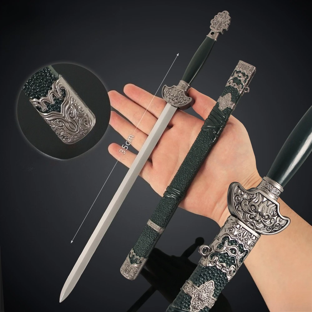 35Cm Game Perifere Qingfeng Zevensterren Zwaard Metalen Oude Zwaarden Wapens Model Speelgoed Mes Desktop Collectible Ornament gift