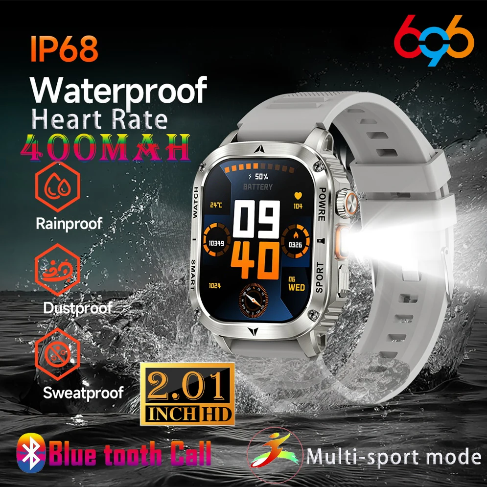 Original Outdoor-Taschenlampe, über 100 Sportmodi, Bluetooth-Anruf, Smartwatch, Gesundheitsarmband, wasserdicht, Sturzprävention, Smartwatch