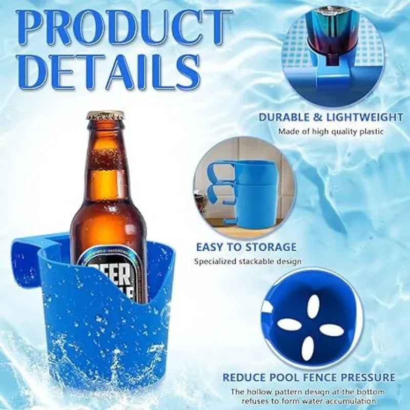 رف تخزين لحمام السباحة ، 4 ، حامل أكواب ، مشروب ، بيرة ، زجاج ، غسيل ، منظف ، تعليق ، جديد