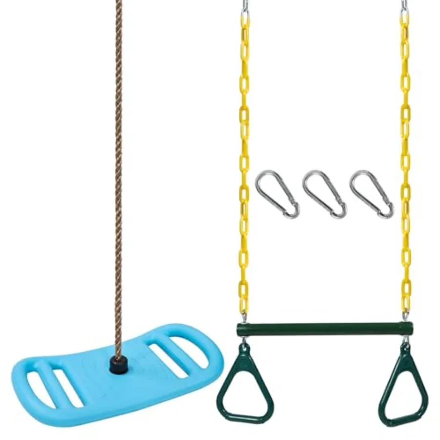 

Kids Swingset Bundle,3-in-1 Longboard Climbing Rope Swing andTrapeze Swing Bar,Adjustable Disc Seat and Tangle-Free Rope for Ind