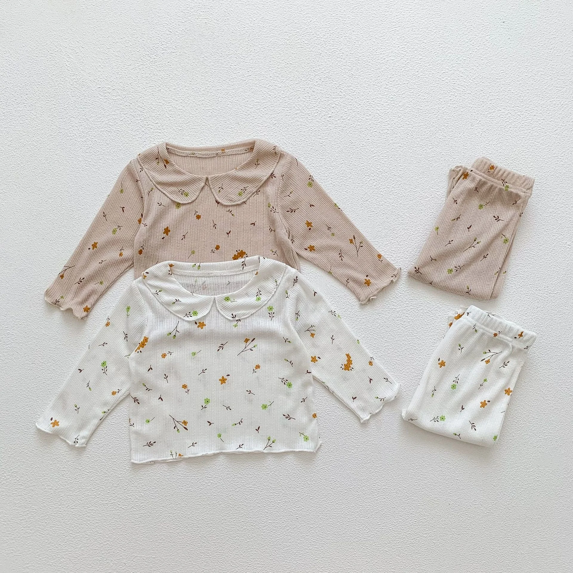 

Top Baby Girls Floral Long-Sleeved Tees + Pant Sets Toddler Cotton 2-Piece Home Clothing For Newborn 0-36 Months