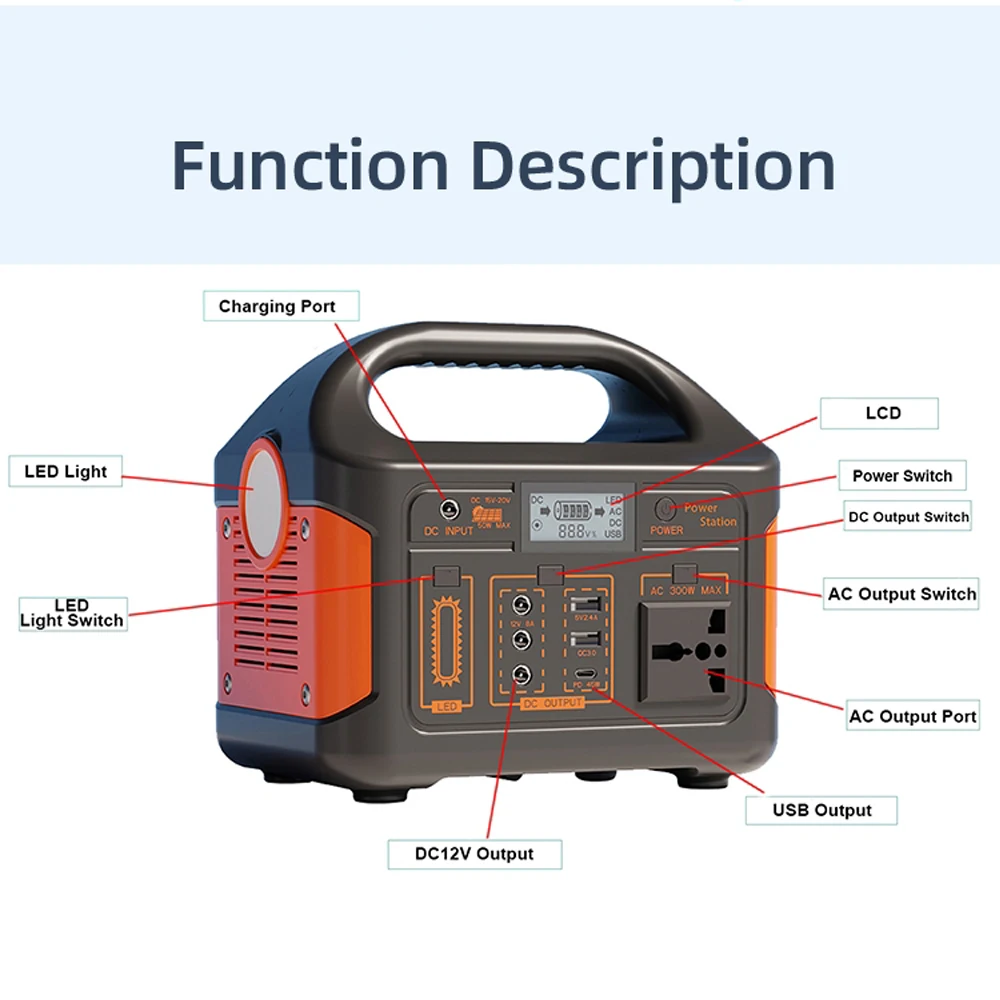 500W/300W 460Wh/230WhLiFePO4 Portable Power Station Mobile Power Supply Solar Generator 220V/110V  with Solar Panel for Camping