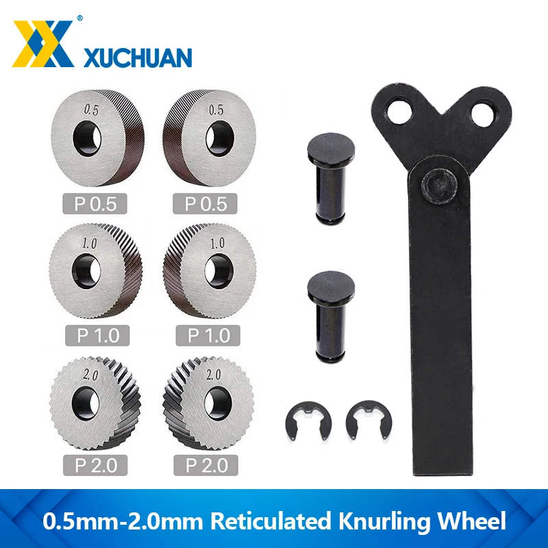 XUCHUAN 0.5mm-2.0mm Inner Hole Embossing Wheel Reticulated Knurling Wheel Gear Shaper Cutter Lathe for Metal Steel Lathe Tool