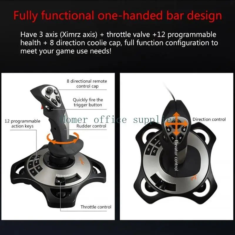 K43B PXN-2113 Flight Joystick Vibration Game Flight Joystick USB Charging Cable Suitable for PC for Windows (2000/XP/7/8/VIST