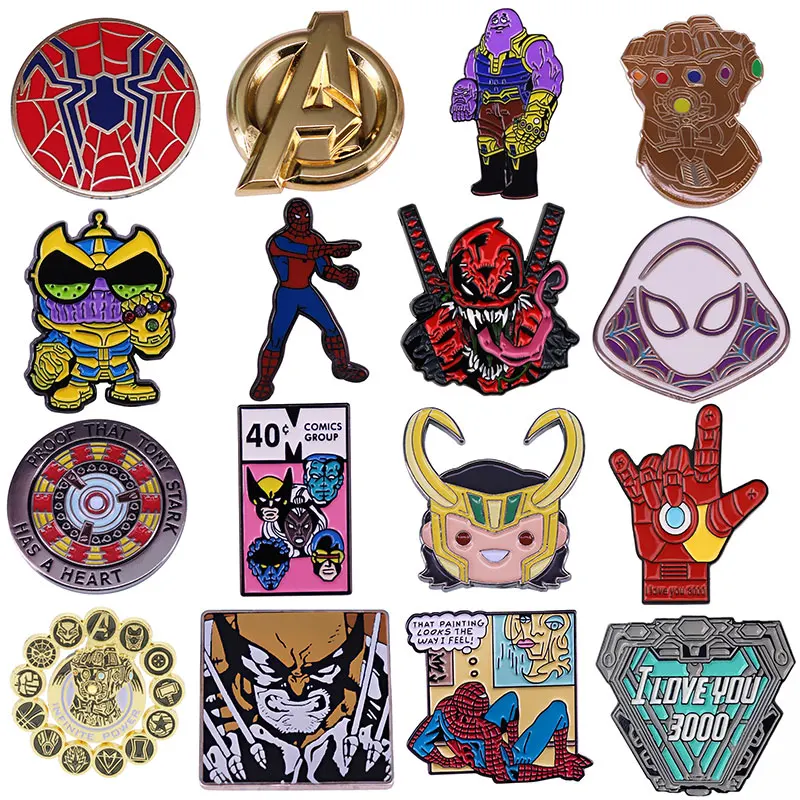 Marvel Cartoon Character Series Enamel Pin Lapel Pins Badges on Backpack Brooches for Clothes Women's Brooch Cool Jewelry Gifts