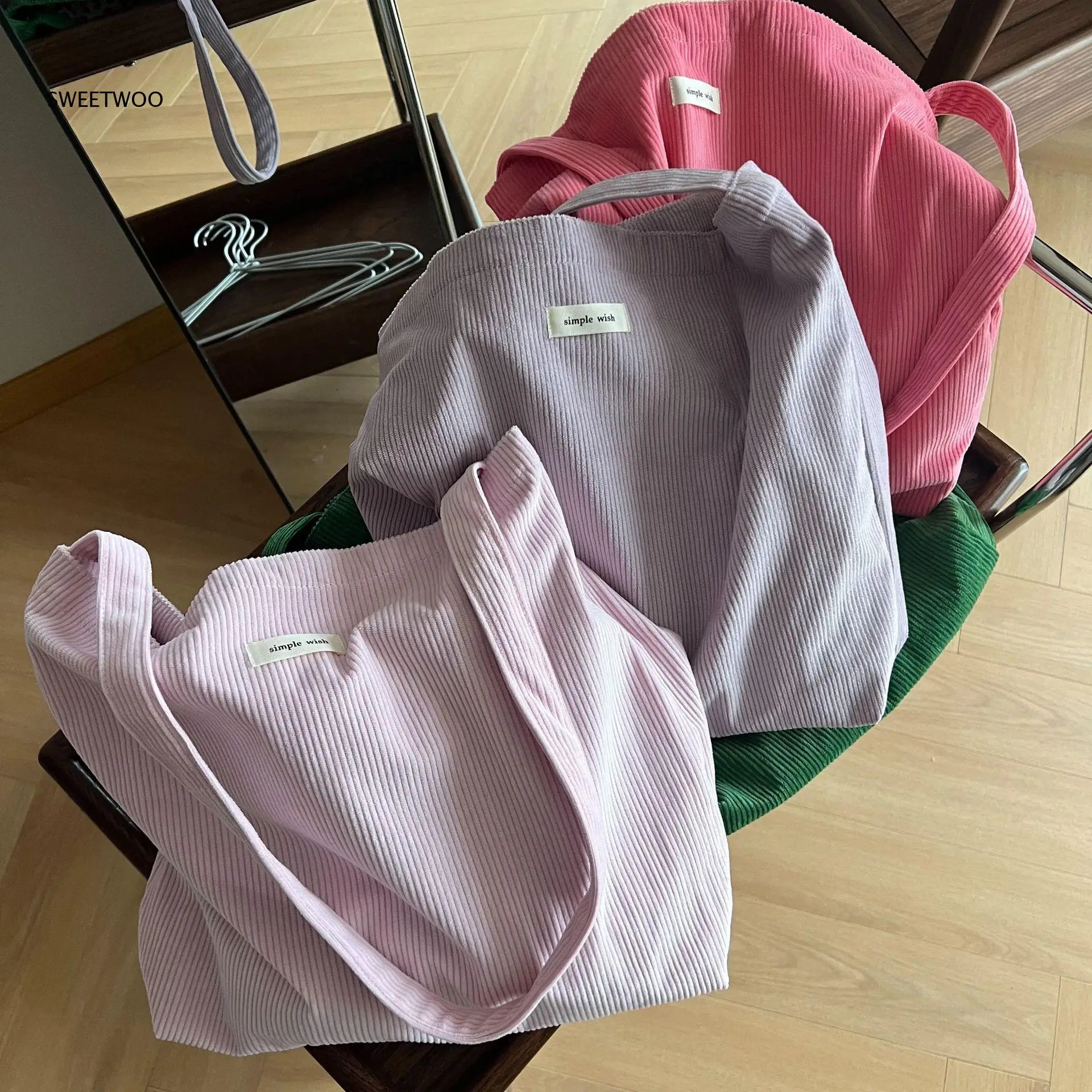 2026 Pastel Tone Solid Linen Tote Bag Light Pink Green Lavender Commute School Lightweight Daily Storage Hand Bag