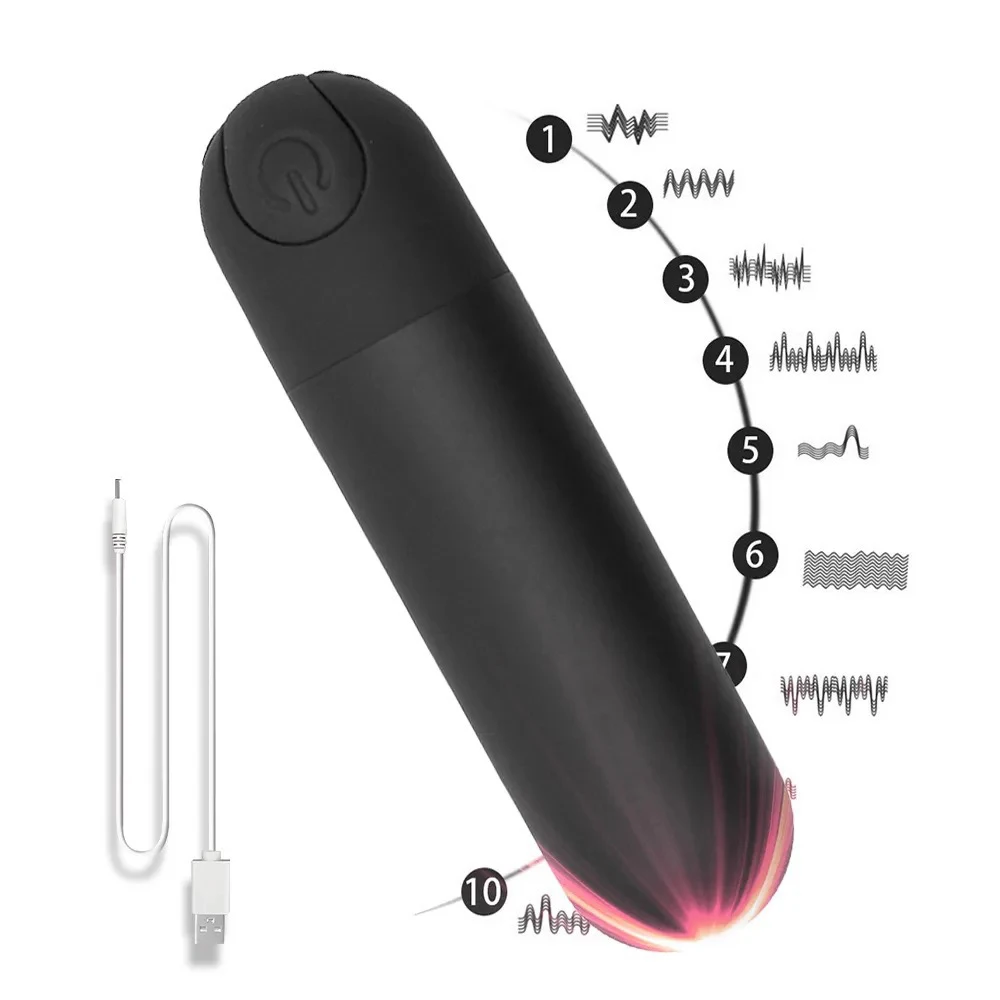 Vibrador tipo bala potente con carga USB para mujer, estimulador del clítoris, masturbación Vaginal del punto G, vibradores de 10 velocidades, Juguetes sexuales para adultos