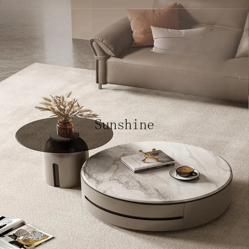 Italian minimalist marble coffee table household storage furniture