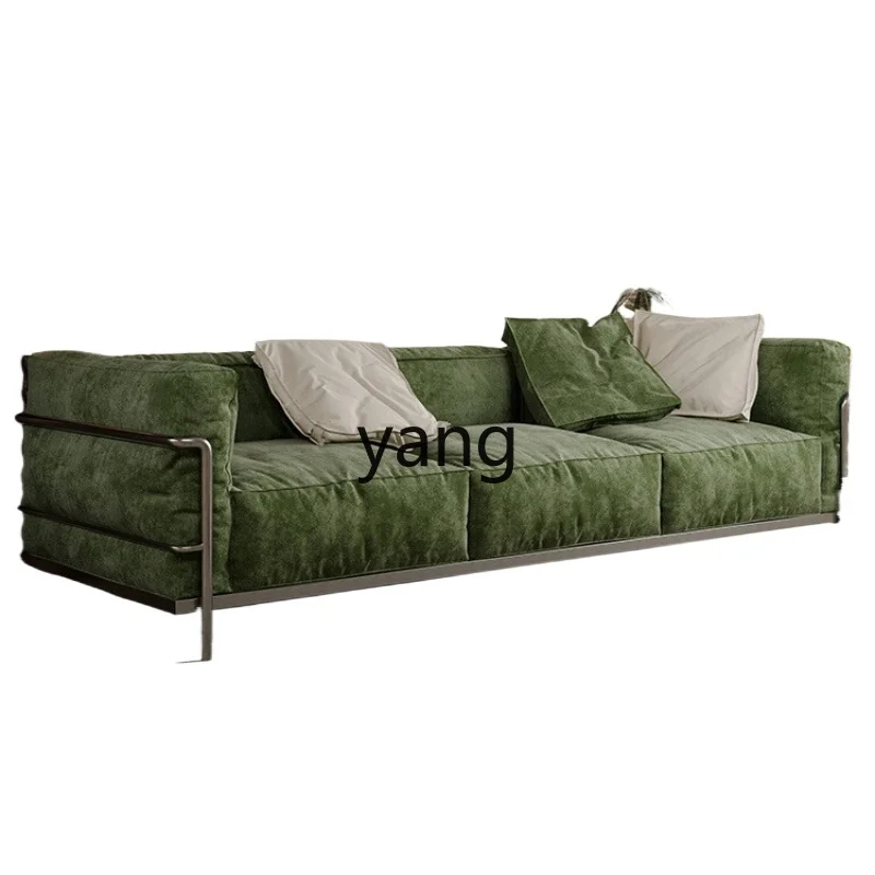 

LH retro living room small apartment Bauhaus chenille removable and washable fabric sofa