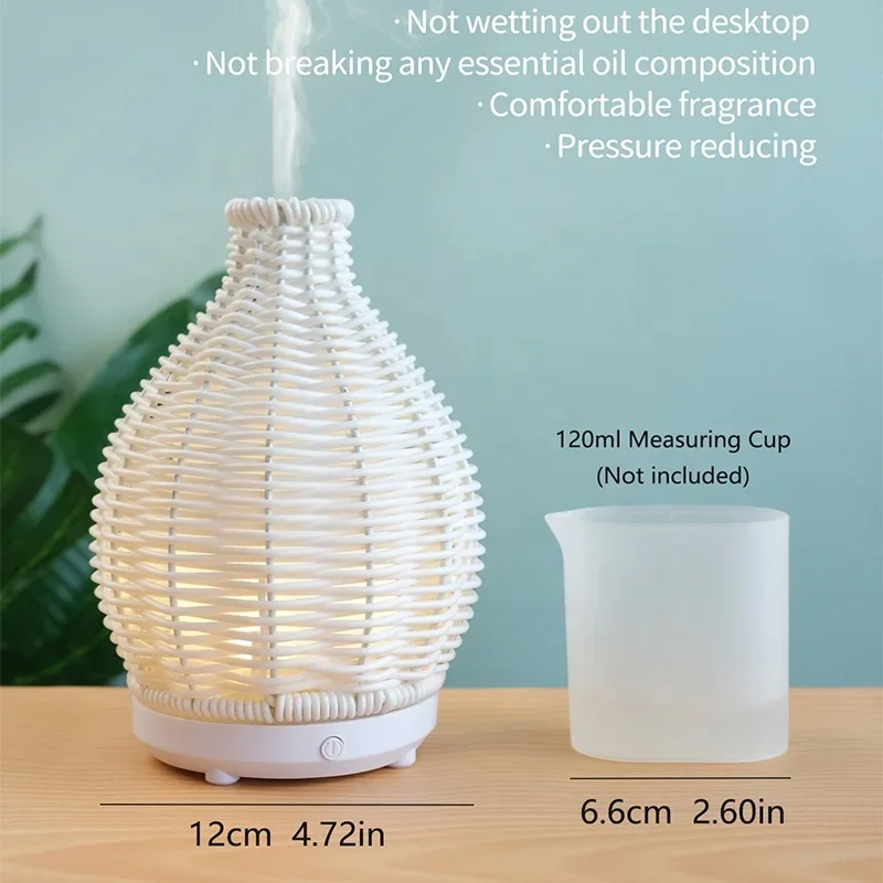 Top Seller New Arrival Artistic Flavor Warm Light Rattan Office Essentials Aroma Diffuser Humidifier