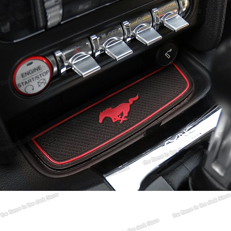 Car Gate Slot Pad Cup Mats Anti Slip door Groove mat carpet For Ford Mustang 2015 2016 2017 2018 2019 2020 Accessory Interior