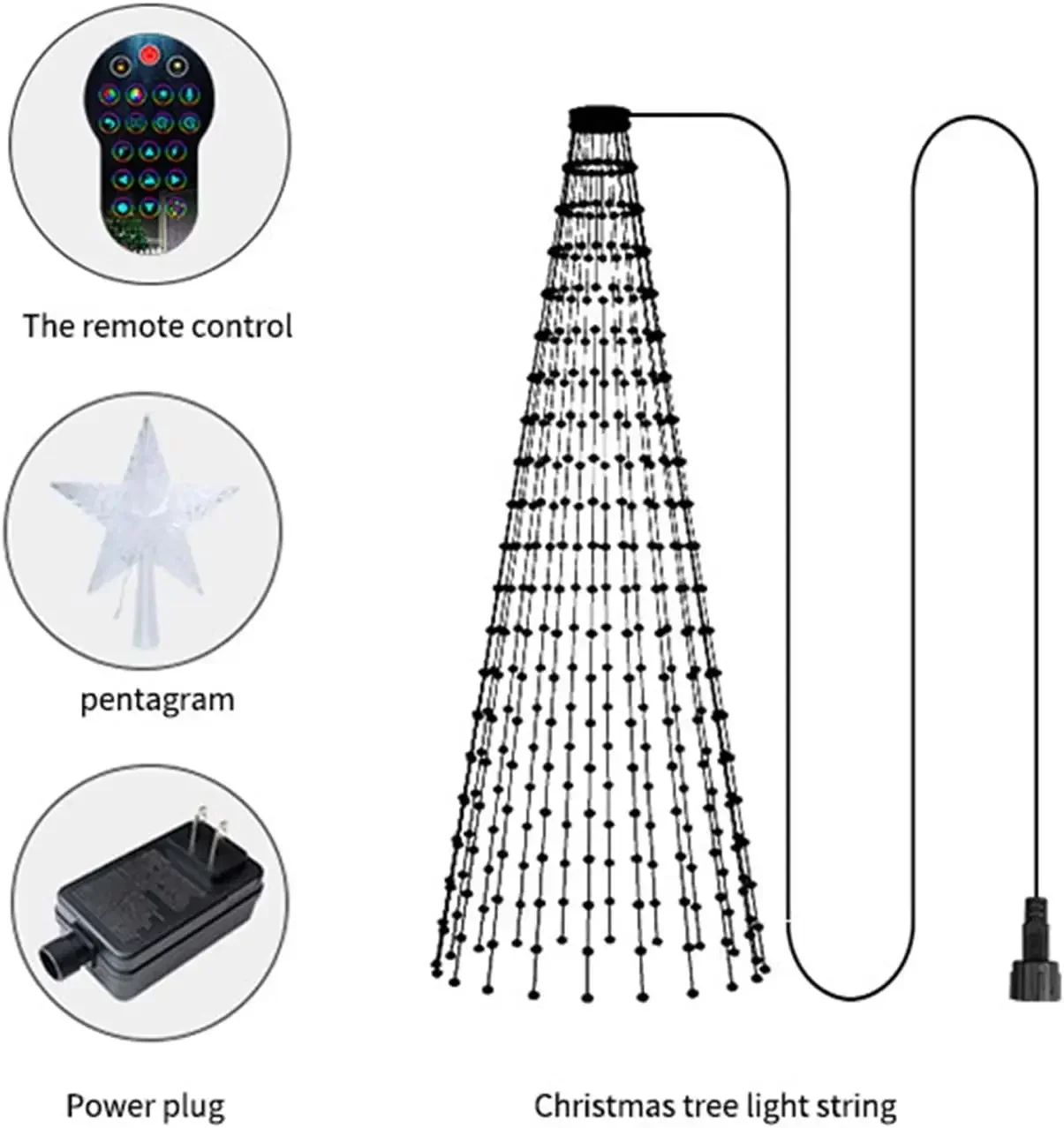 2.1M Smart Christmas Tree Garland LED Fairy String Lights App Remote Control DIY Picture Display for Party Christmas Decoration