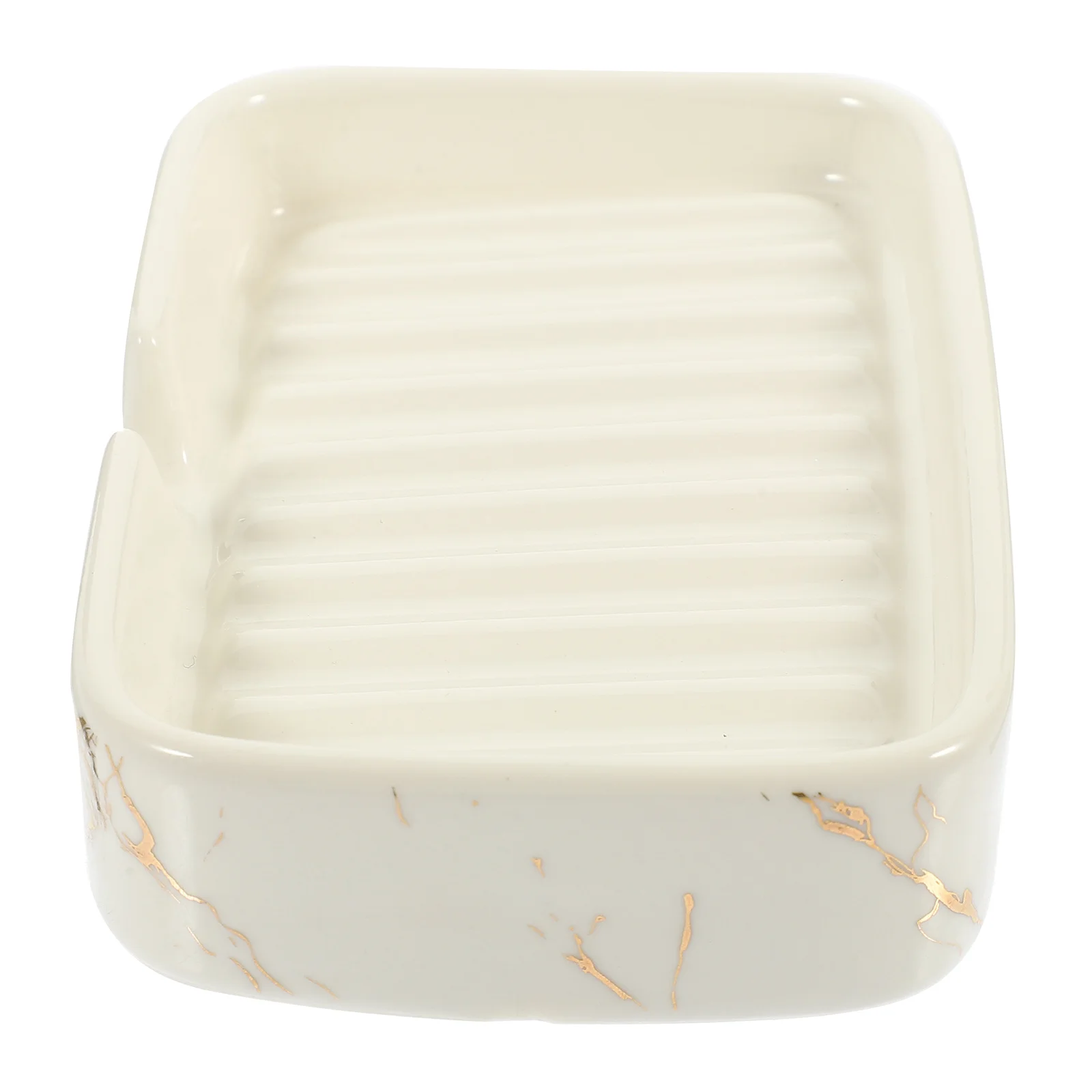 

Self Draining Ceramic Soap Holder Marbled Pattern Dish for Shower Bathtub Countertop Bathroom Soap Storage Tray