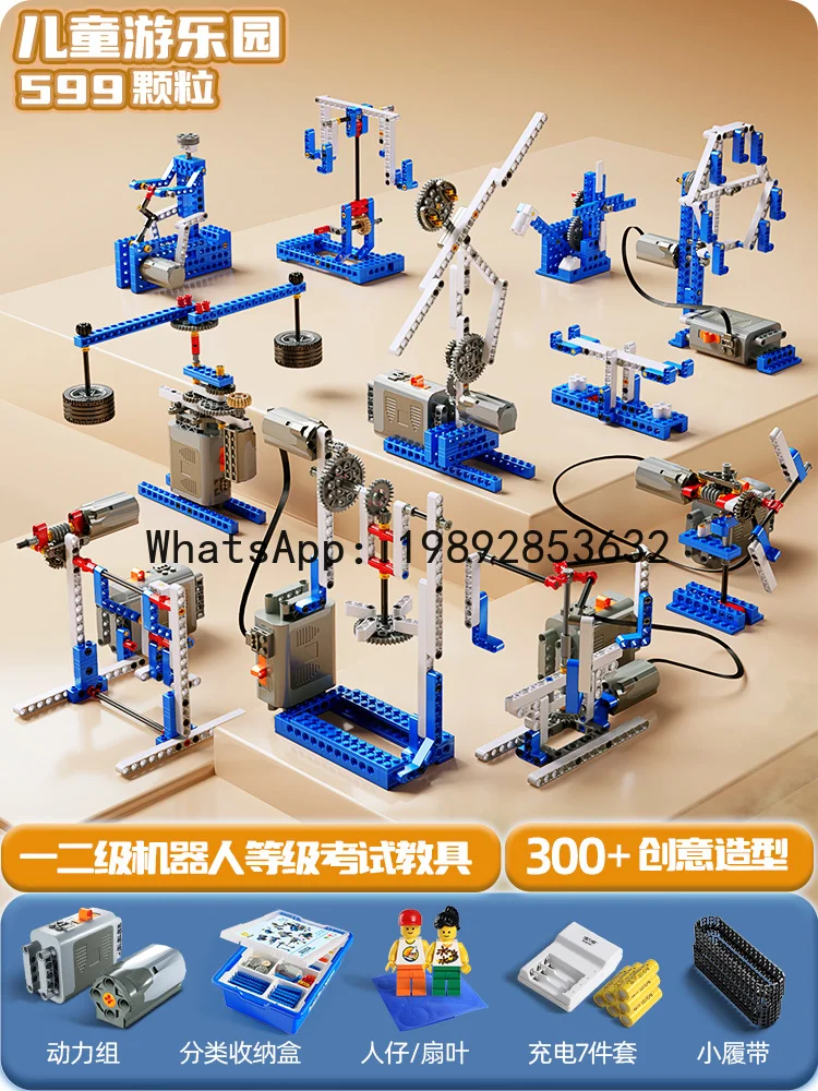 Robô programável elétrico ciência e educação ferramenta mecânica blocos de construção montagem brinquedo educativo das crianças