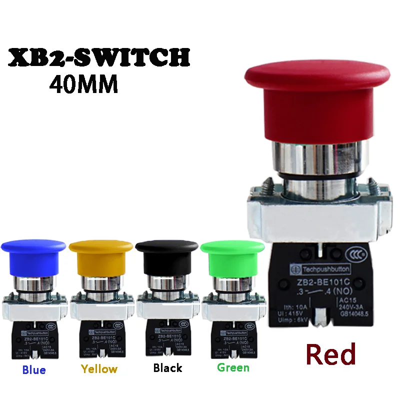 40MM Mushroom Head Button Switch XB2-BC21 XB2-BC31 XB2-BC42 XB2-BC51 XB2-BC61 Self-reduction Button Switch