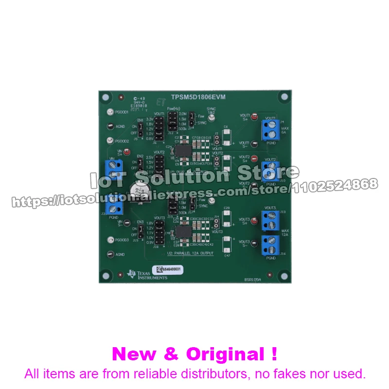 TPSM5D1806EVM 4.5-V to 15-V input, dual 0.5-V to 5.5-V, 6-A outputs, power module evaluation board