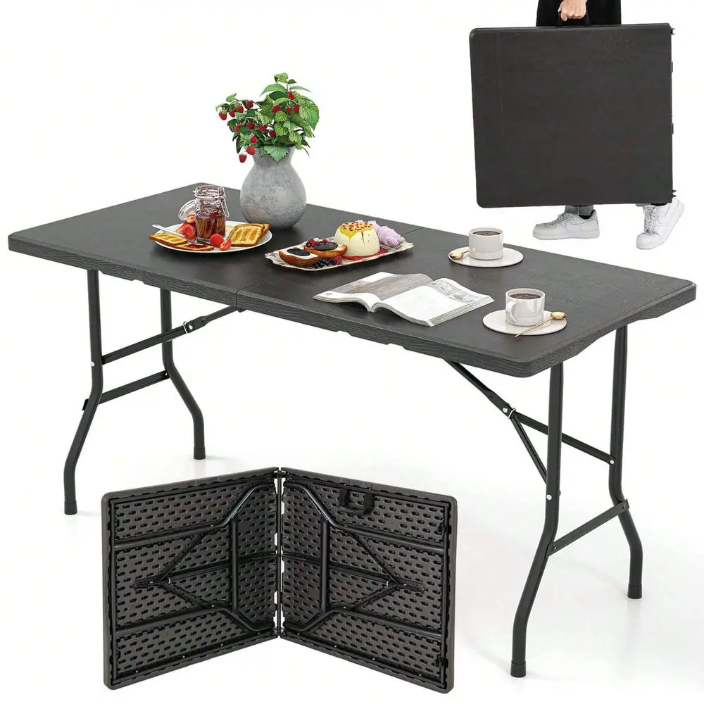 

5 Ft Folding Table Indoor Outdoor Foldable Plastic Table 46 Person Picnic Table