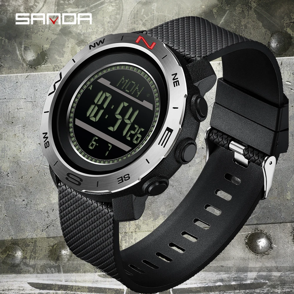 

Роскошные SANDA новые 5107 модные мужские электронные цифровые часы со светодиодной подсветкой, водонепроницаемые мужские цифровые часы 2025