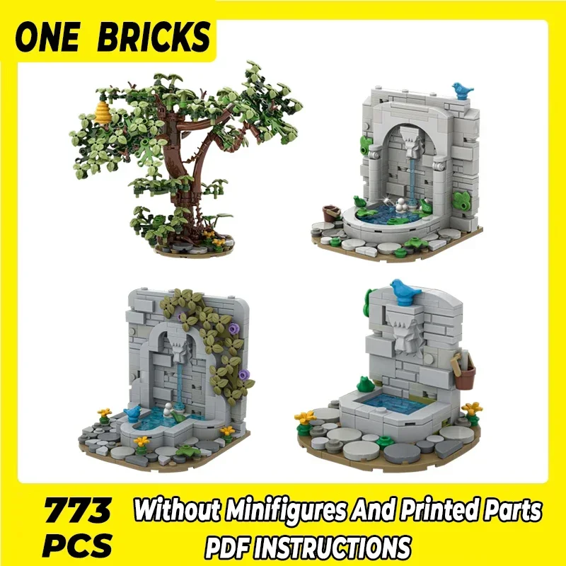 Middeleeuws Kasteel Model Moc Gebouw Bakstenen Kaste Muur Fontein Technologie Modulaire Blokken Geschenken Kerstspeelgoed Diy Sets Assemblage