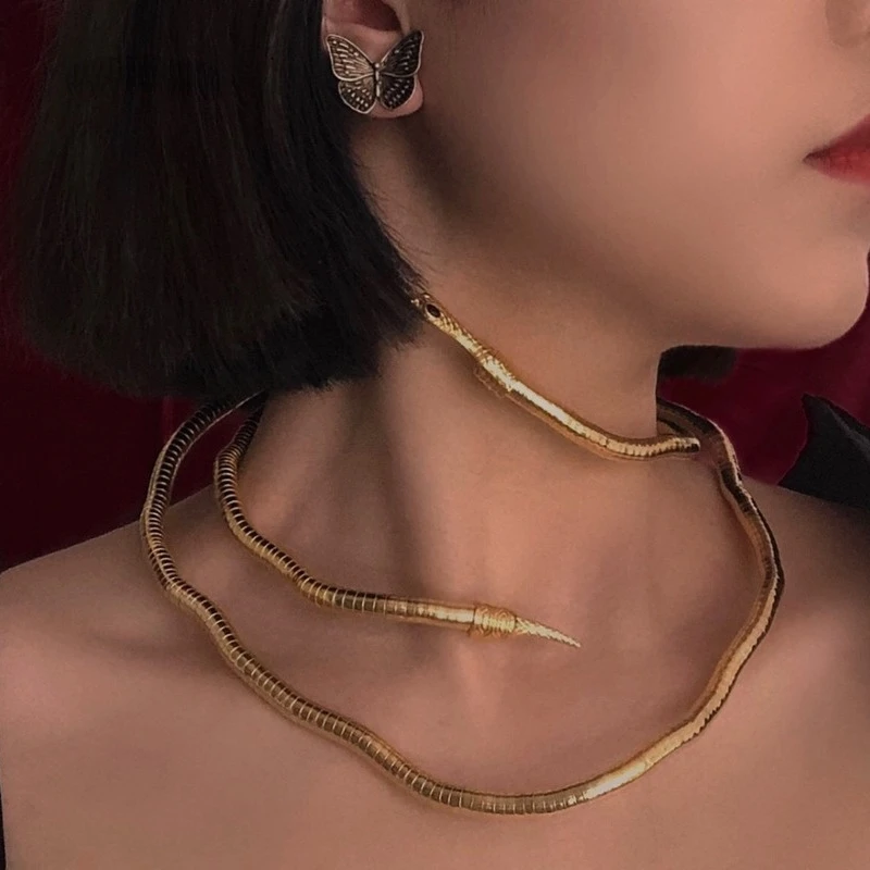 Nieuwe Punk Hip Hop Metalen Verstelbare Goud Zilver Kleur Snake Multifunctionele Ketting Voor Vrouwen Meisjes Partij Sieraden