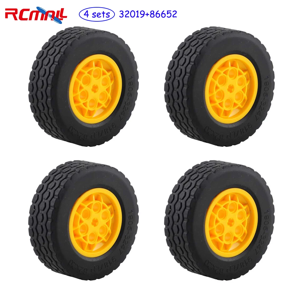 4PCS Wheel 32019 86652 Car Tires Technology Bulk Parts Compatible with Legoeds Small Pellets MOC Bricks Building Blocks