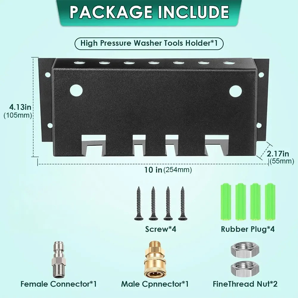 Snow Foam Lance Holder Fit 1/4 Quick Connector Nozzle Tip and Wand Extension Storage Rack High-Pressure Water Gun Storage Box