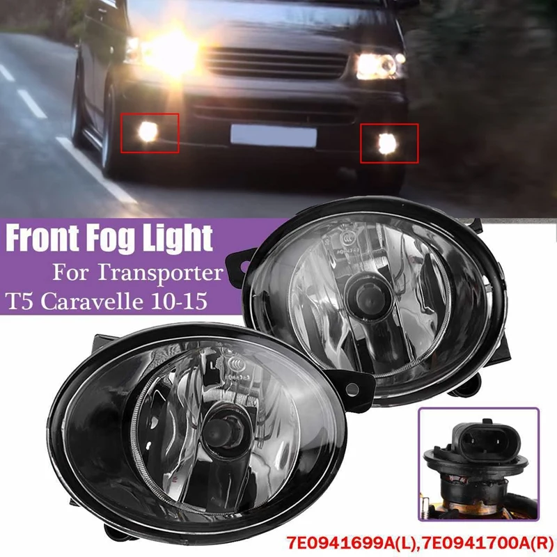 1 Pair Front Fog Light Assembly Without Bulb For Transporter T5 Multivan Caravelle 2010-2015 7E0941699A, 7E0941700A