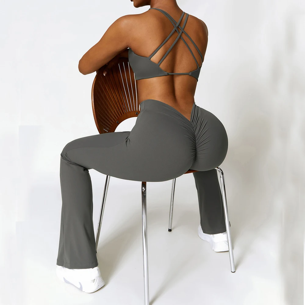 

Blue Black Gray Pink Brown Sports Flare Pants Yoga Large Size Women's Clothes Smooth Sweatpants Fashion Woman Trousers Jogging