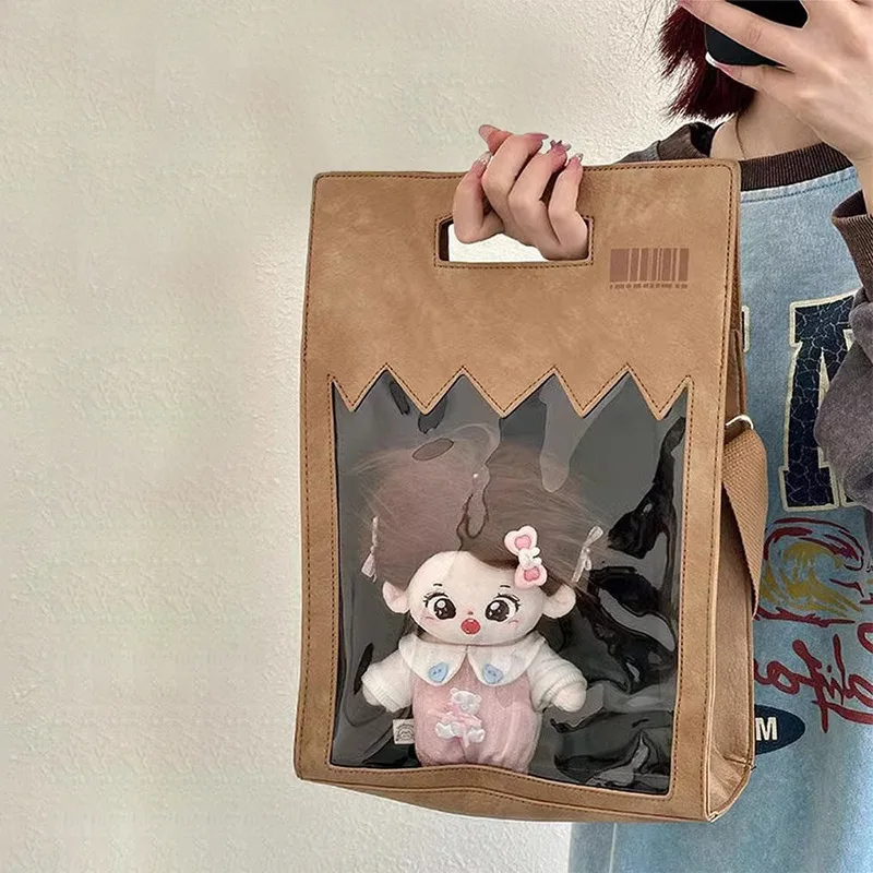 Women 20CM Dolls Bag Personalized Cute Ita Bag Street Trend Y2K Shoulder Crossbody Bag Kawaii Transparent Display Handbags