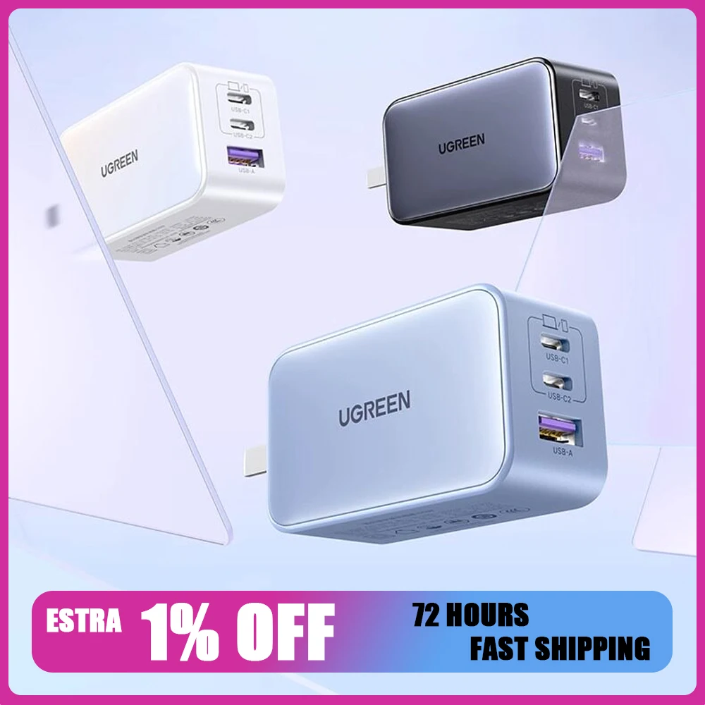UGREEN 65W GaN Charger Quick Charge 4.0 3.0 USB C Charger for iPhone 17 16 15 Pro Max Laptop Macbook Air Tablet PD Fast Charger