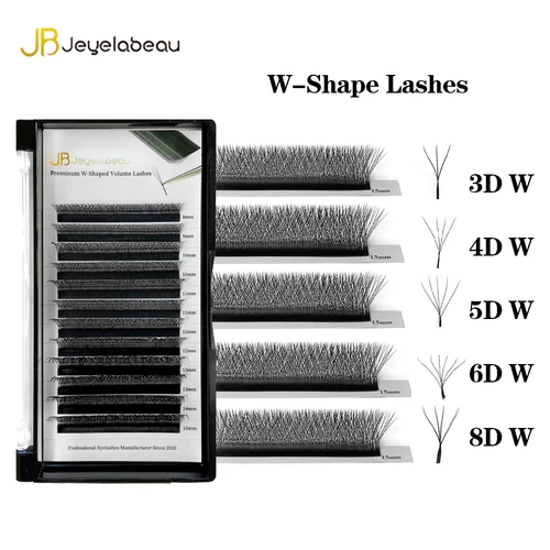 Pestañas naturales 3D 4D 5D 6D 8D en forma de W extensión de pestañas volumen prefabricado 12 filas Faux Cils W suministro de pestañas suaves naturales