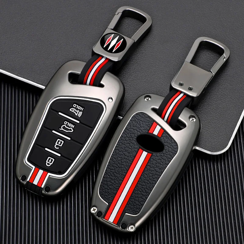 

Car Key Case Cover Shell Fob Holder For Hyundai Grand Santa Fe IX45 GENESIS EQUUS AZERA 2013 2014 2015 2016 Keychain Accessories