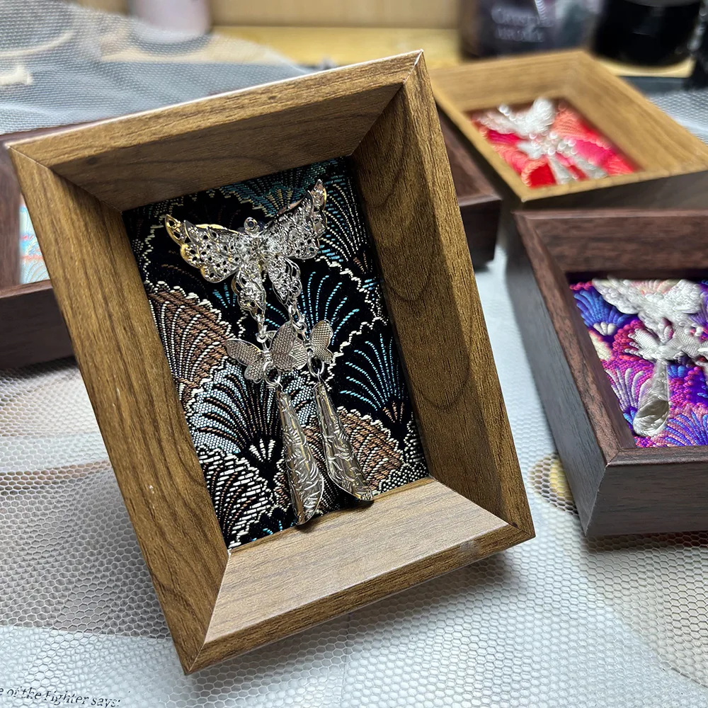 Premium Intangible Heritage Song Brocade Mini Frame Miao Silver Accent Brocade Fabric Home Decor Souvenir Gift