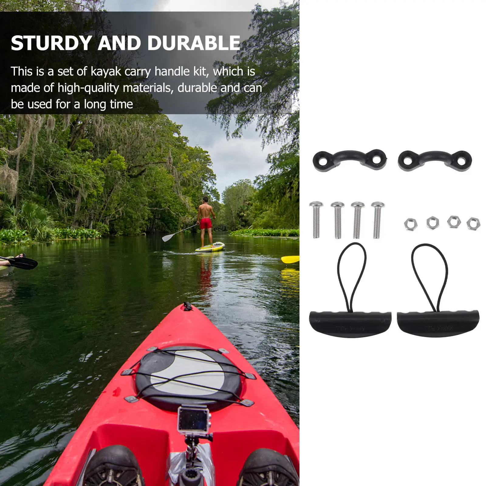 

14Pcs Kayak Carry Handle Kit High Impact Plastic Black Pull Handles for Canoes Kayaks Boats Marine Carry Accessories