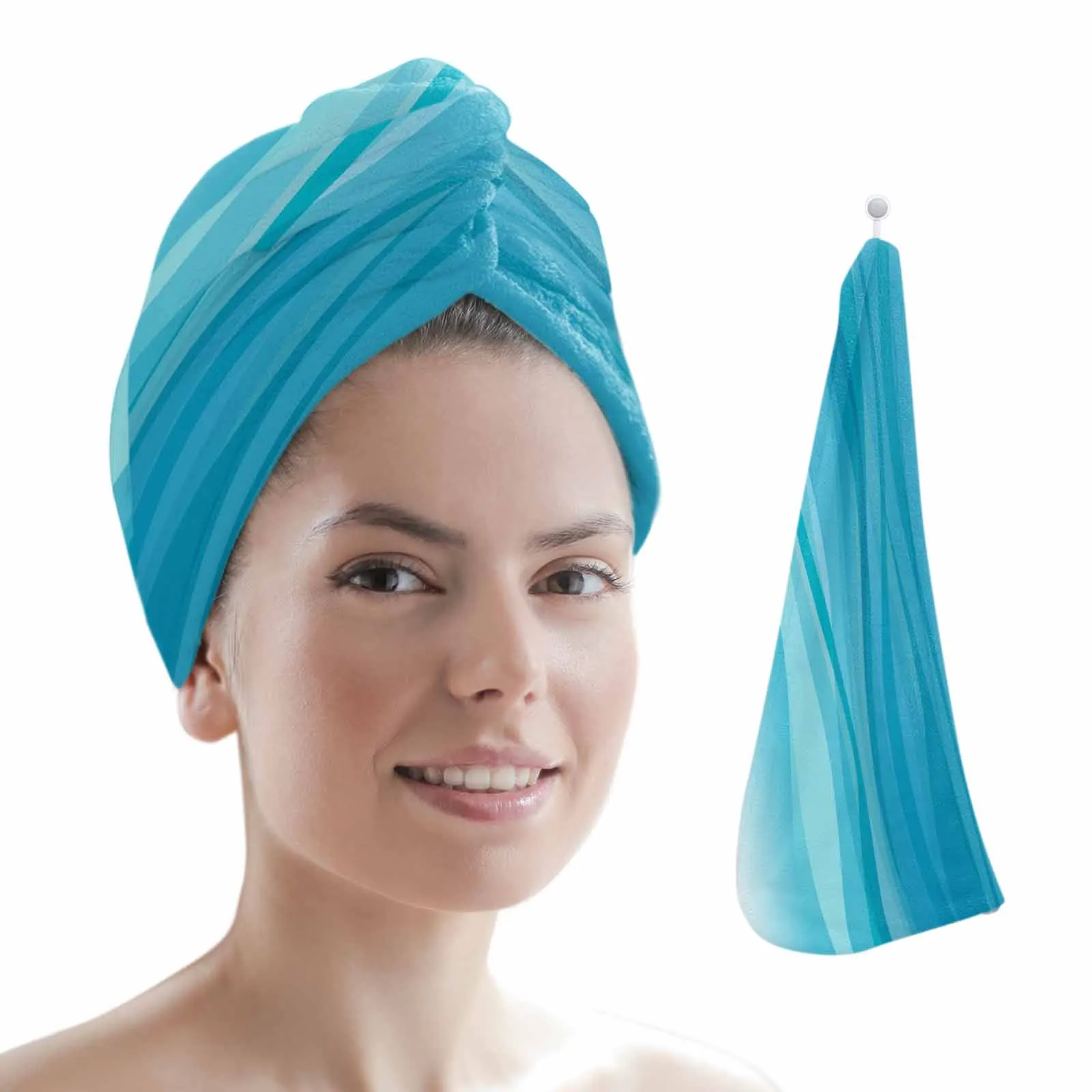 Gradient Water Ripple Water Green Quick-dry Hair Towel Cap Girl's Hair Drying Hat Bath Hat Microfiber Towel Hair Dry Cap