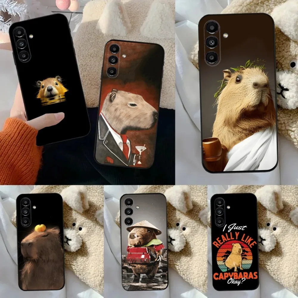 

Cute C-Capybara Phone Case For Samsung S24,23,22,30,21,10,9,Ultra,Plus,Lite,FE,5G Black Soft Case