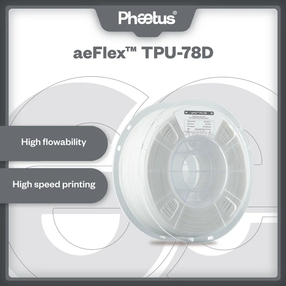 Phaetus AeFlex TPU-78D a 78D Shore Hardness TPU Phaetus 3d Printing Material 1.75mm 3D Filament 1KG