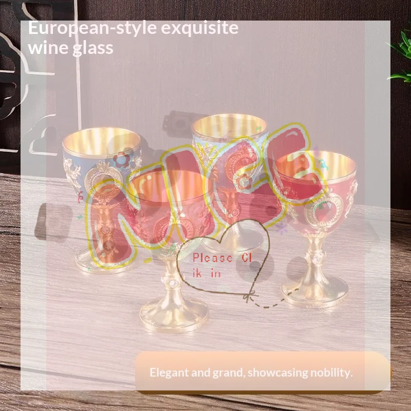 【BA】Vintage European Alloy Goblet Embossed Enamel Mini Liquor Wine Cup Multi Colors For Wedding Home Bar Table Decor Gift