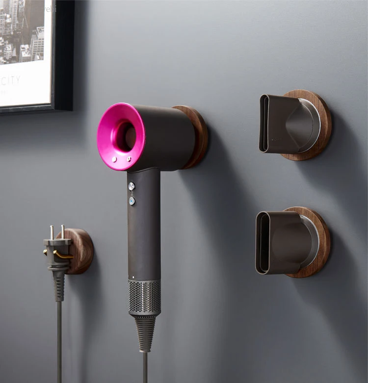 

Hair Dryer Wall Mounted Holder For Dyson Hair Dryer Hanging Power Plug Diffuser and Nozzles Organizer